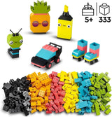LEGO 11027 Classic Neon Creative Byggesæt, Brick Box Set, Byggelegetøj med modeller: bil, ananas, alien, rulleskøjter, figurer og mere, til børn fra 5 år og opefter Byggesæt Besuche den LEGO-Store