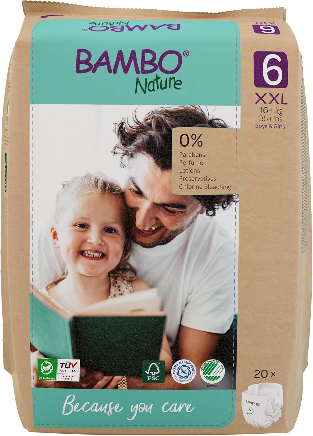 Bambo Nature Babybleer, Størrelse 1 (2-4 kg), 132 Count Månedsæske | Premium bleer med forbedret lækagebeskyttelse | Ultimativ komfort og frihed for nyfødte | Dermatologisk testede bleer