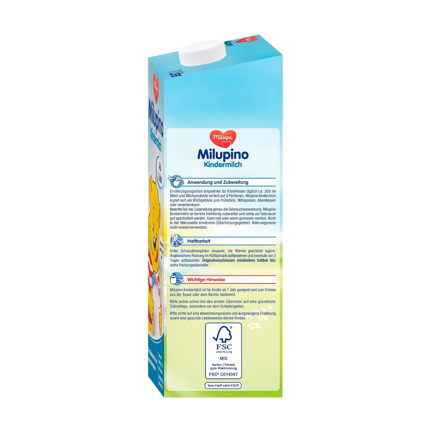 Milupino babymælk drikkeklar (6X1L), fra 1 år, til små børn i vækstfasen Naty Shop
