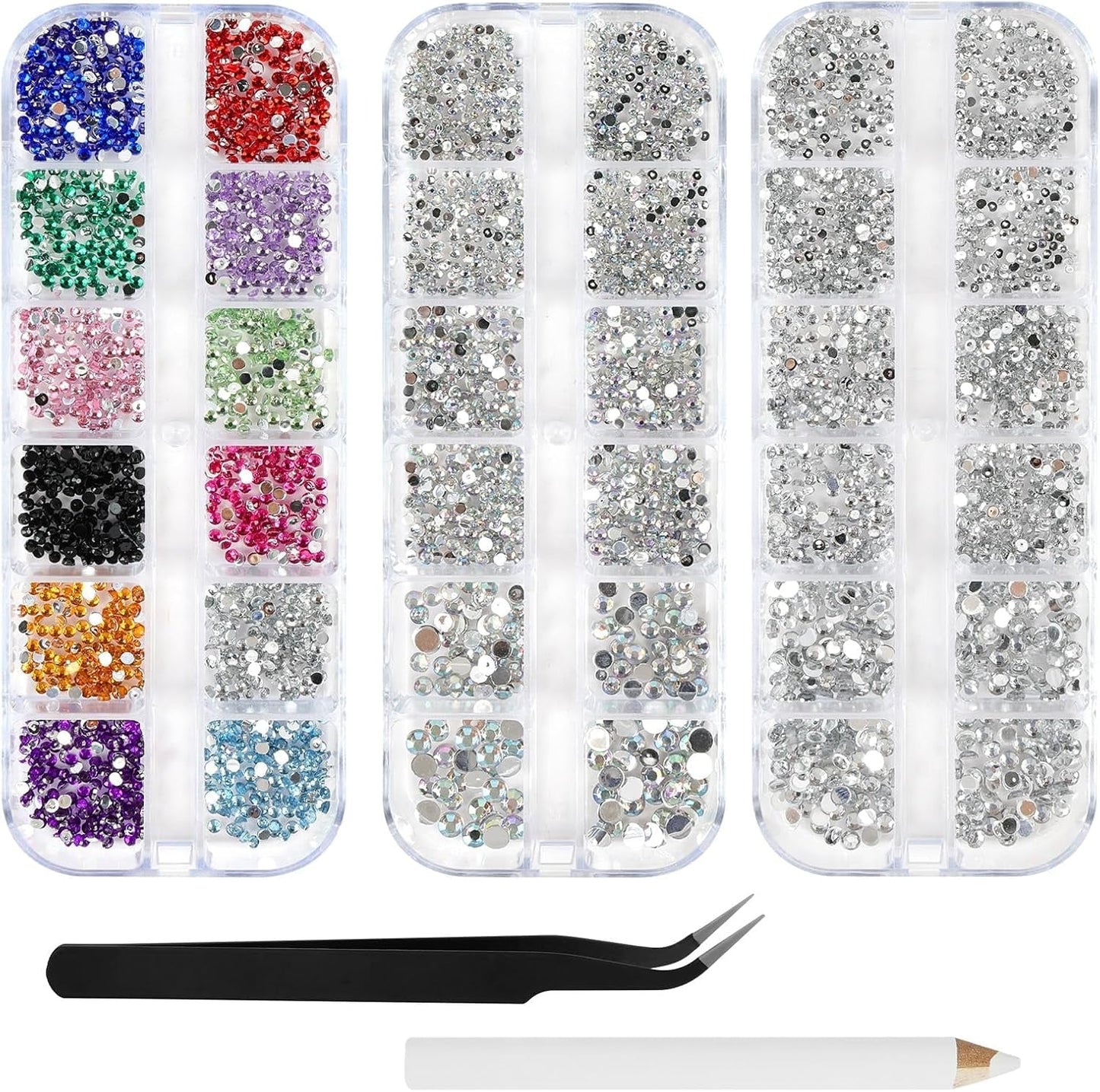 Harz Strasssteine ​​4200 Stk Strass Kristalle 1Mm-5Mm Gemischte Kinder Bastelsachen Kit Mit Strass Mit Picking Pinzette Und Stift Für DIY Nägel Kleidung Kunsthåndværk Gemischt Becher Party (A)