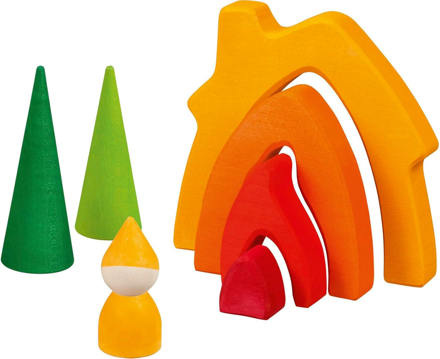 Goki 58427 - Dværghus - Goki Evolution - Lavet af ahorntræ af høj kvalitet - 7 dele - Farverig vandbaseret maling - Made in Europe Dukkehuse Naty Shop Standard titel