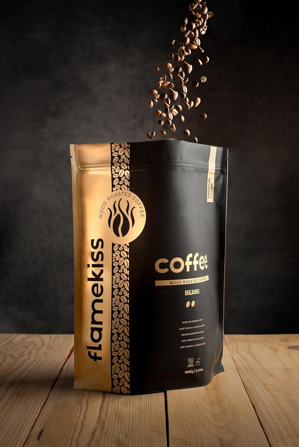 Kaffebønner 1 kg – Arabica og Robusta espressobønner af høj kvalitet, håndristet over brænde for en rig og aromatisk kaffeoplevelse med hele bønne