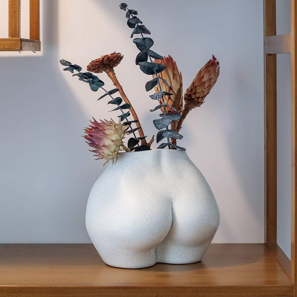 Kunstig kropsvase, blomsterpotte til hunkrop med drænhuller, moderne harpiksurtepotte, moderne Boho-design, kunstig potteplante til indendørs indretning