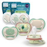 Philips AVENT ultraluftsutter - pakke med 4 BPA-fri, åndbare sutter til babyer 6-18 måneder, inklusive bæretaske og sterilisering, skildpadde/hvalmønster (model SCF085/66)
