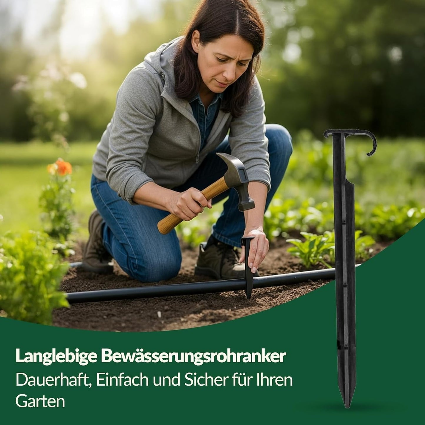 GARDENIX AquaPIN Haveslangeanker, 50 stykker, jordpæl, fikseringsanker til drypslange, vandingsslange, tilslutningsgaffel
