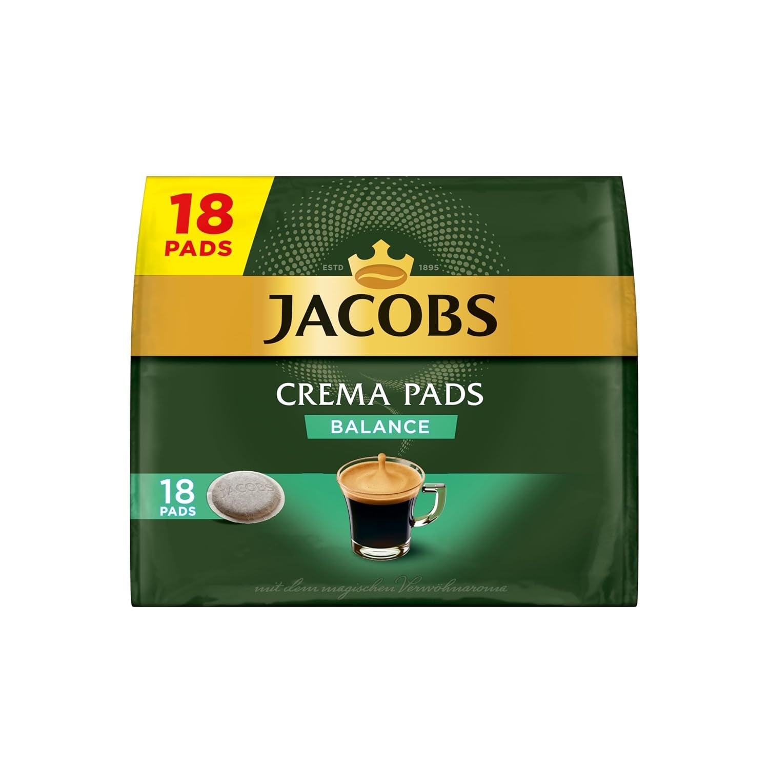Jacobs Crema Balance Pads, Senseo kompatible Pads, 5 x 18 Getränke, 90 Kaffeepads