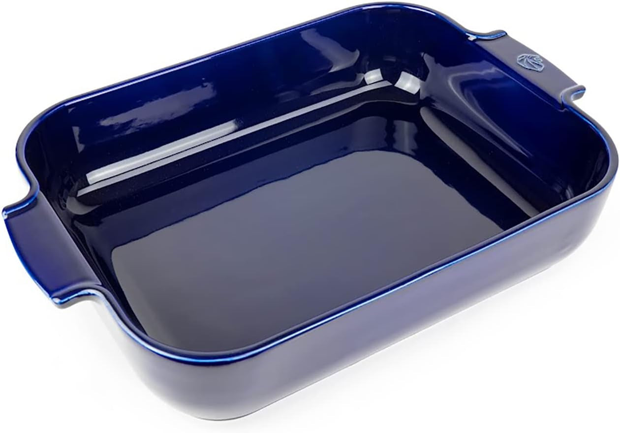 Peugeot Appolia Rechteckige Auflaufform Mit Griffen, Keramik, Schiefer / Grau, 8,3X40,5X27,2 Cm, Fassungsvermögen: Ca. 4 L, 60022 Bageforme og plader Naty Shop Blau