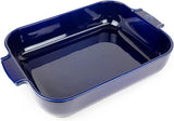 Peugeot Appolia Rechteckige Auflaufform Mit Griffen, Keramik, Schiefer / Grau, 8,3X40,5X27,2 Cm, Fassungsvermögen: Ca. 4 L, 60022 Bageforme og plader Naty Shop Blau