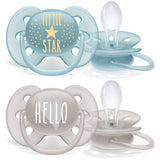 Philips AVENT Ultra Soft sutter - pakke med 4 ekstra bløde BPA-fri sutter til babyer i alderen 0-6 måneder, inklusive bæretaske og sterilisering (model SCF091/35)
