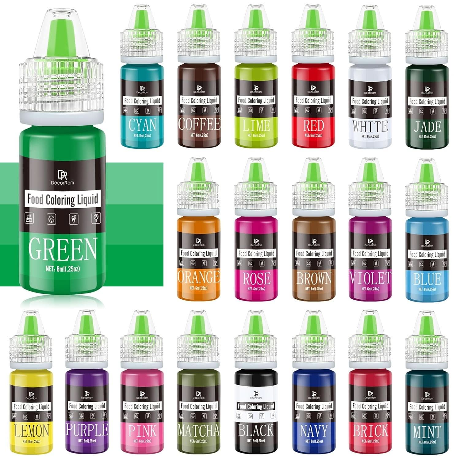Flydende madfarve, 10 ml Naty Shop 6 ml (sæt med 20 stykker)