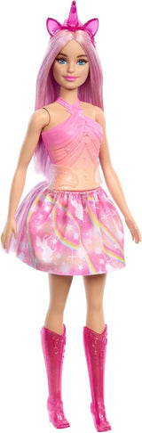 Unicorn Barbie Dolls med farverigt fantasy-hår, farvegradient-outfits og fantasitilbehør omkring enhjørningstemaet, HRR13 Naty Shop Dolls Standardtitel