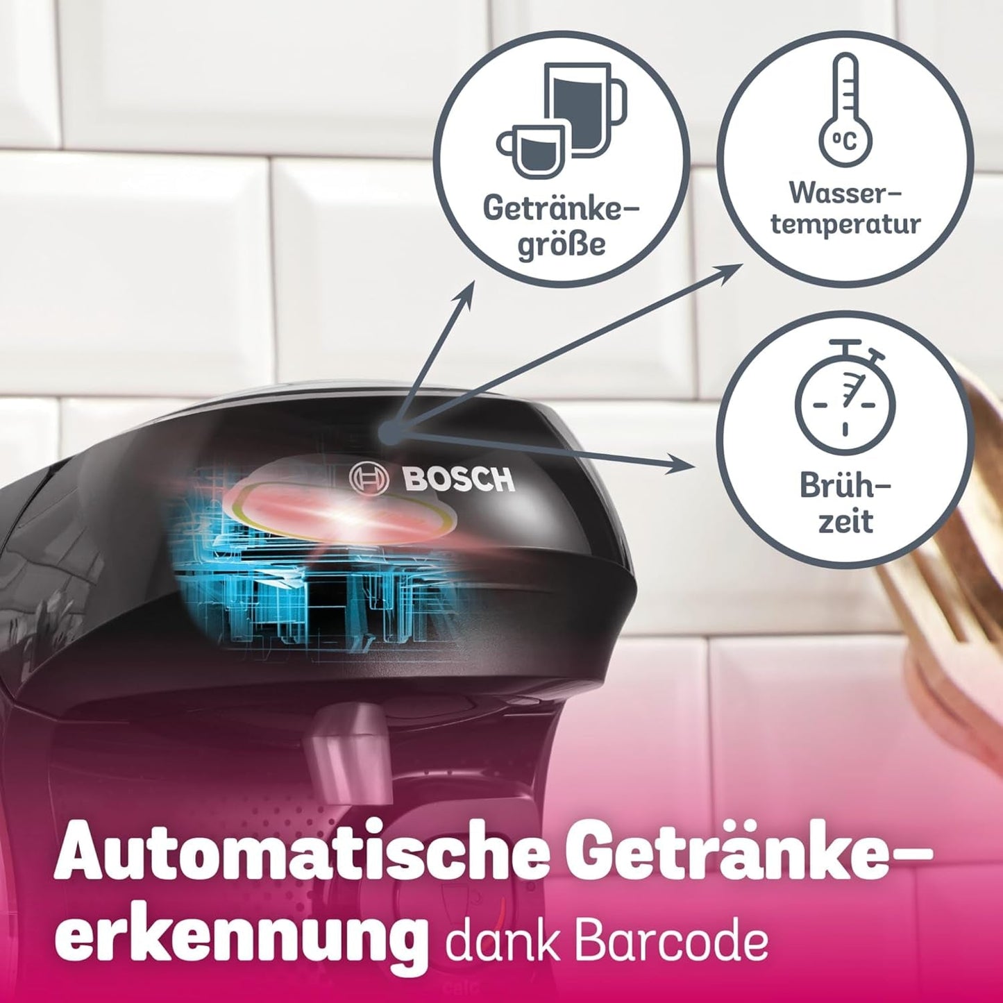 Bosch Tassimo Happy Friendly TAS102E Kapsel Espressomaskine, 70+ drikkevarer, Velegnet til alle kopper, Auto-Stop, Bæredygtig, Perfekt Dosering, Pladsbesparende, 1400W, Sort