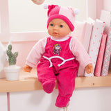 Funktionspuppe Hello Baby mit Geräuschen, bewegt den Mund, interaktiv Puppe, Babypuppe, med Tilbehør, 46cm, pink