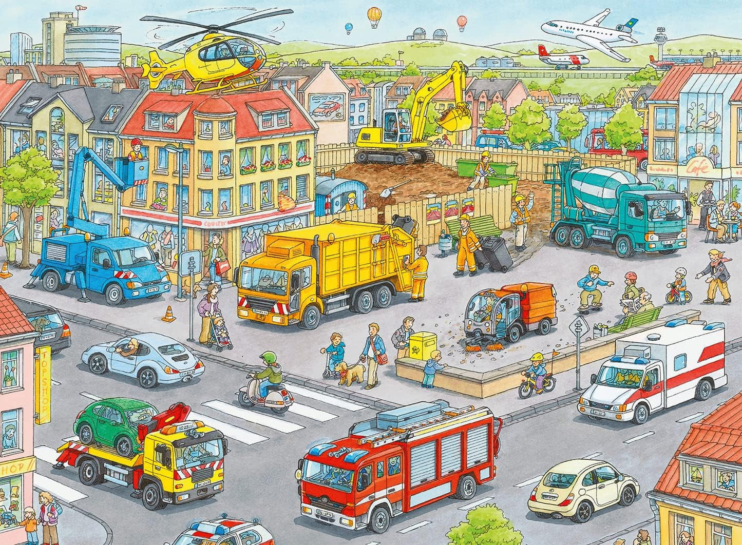 Ravensburger puslespil til børn - 10558 Køretøjer i byen - Puslespil for børn over 6 år med 100 brikker i XXL-format Puslespil Naty Shop