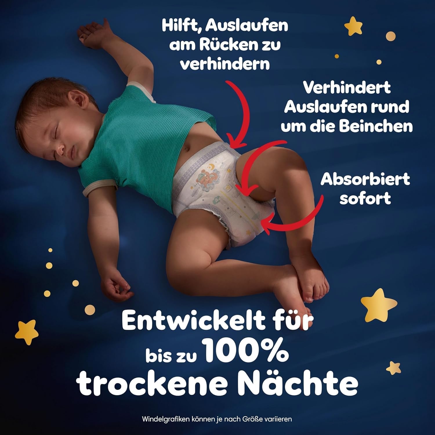 Pampers Night Pants størrelse 6 bleer, 138 stykker, 13kg-19kg, giver ekstra beskyttelse hele natten.