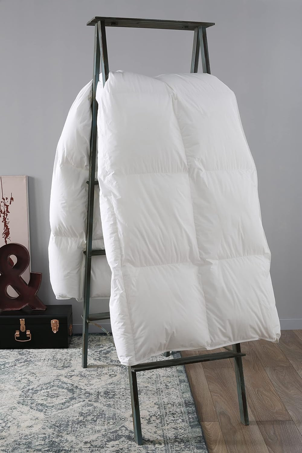DODO 40381220 Helsinki tæppe, ydermateriale af percale bomuld, andedun/læderfyld, 240 Cm 220 Cm, hvide Dyner og dyner Naty Shop