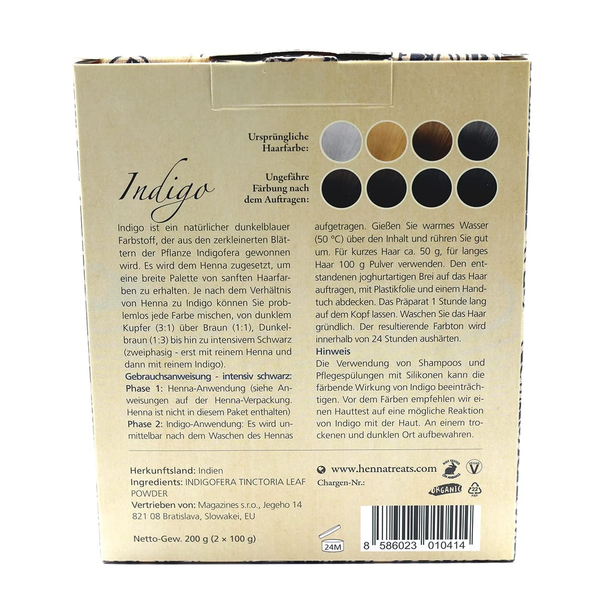 Indigo - Sort - Naturlig hårfarve - Pulver - 200g Hårfarve Naty Shop