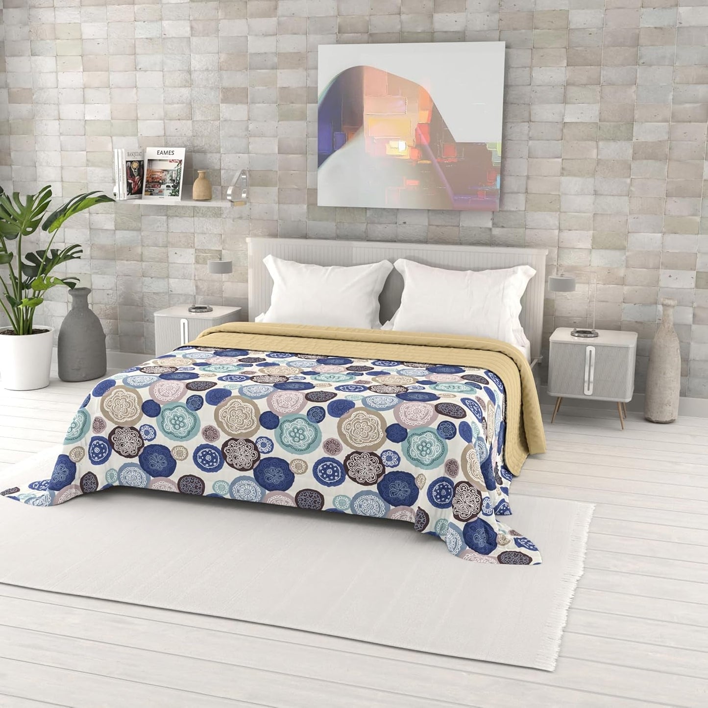 Fantasy printet sommerdyne, polyesterfyld, kronblade, 260X270Cm Dyner og dyner Naty Shop Murrine 260X270Cm