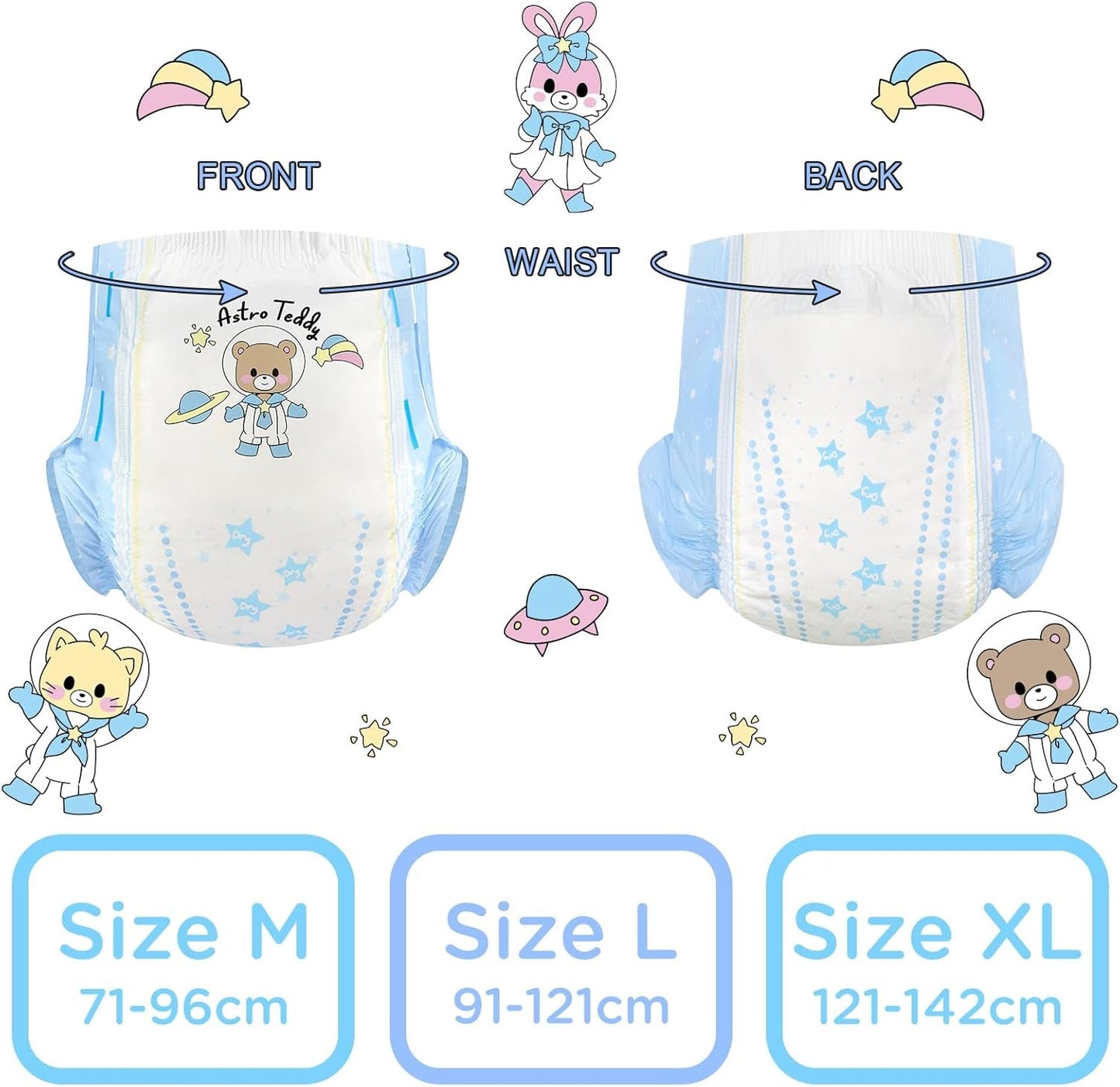 Bleer med tryk til voksne 5500-5800ml 2 pakke, 3 prints tilfældigt udvalg - Astro Babies (L)
