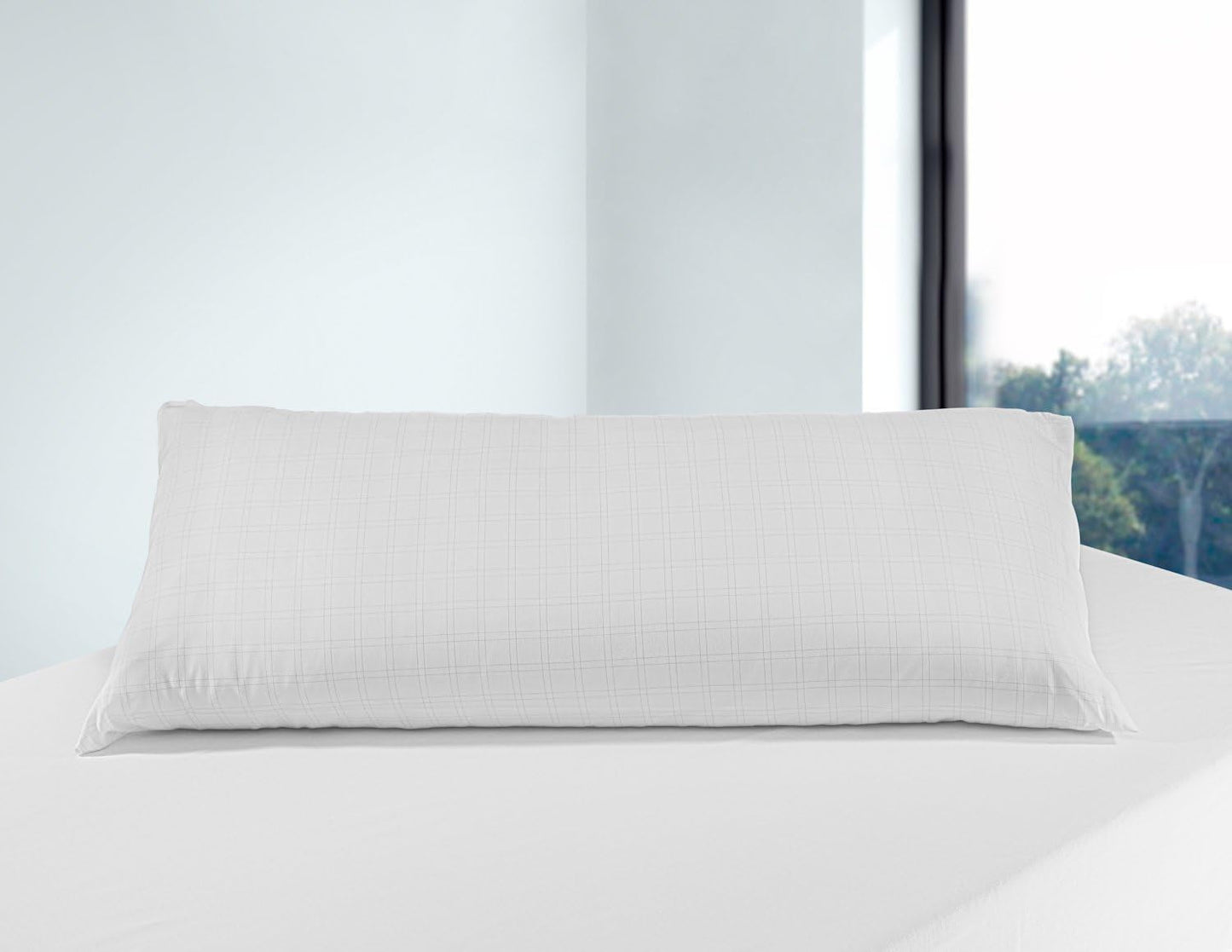 Savel, anti-stress pude med dobbelt betræk, medium fasthed, 105 X 40 Cm Naty Shop standard puder Hvid 40X105Cm
