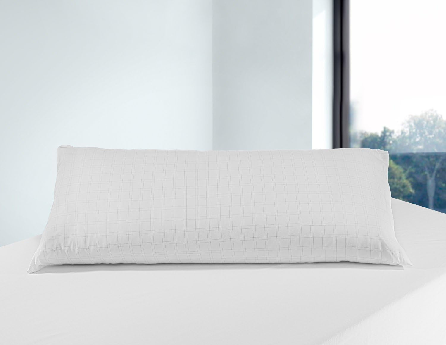 Savel, anti-stress pude med dobbelt betræk, medium fasthed, 105 X 40 Cm Naty Shop standard puder Hvid 40X105Cm