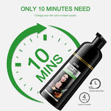 Instant Black Hair Shampoo, Natural Hair Dye Shampoo, 100 % gråt dæksel - nemt og hurtigt, semi-permanent farve til sort hår, hårfarve shampoo til mænd og kvinder Hårfarve Naty Shop