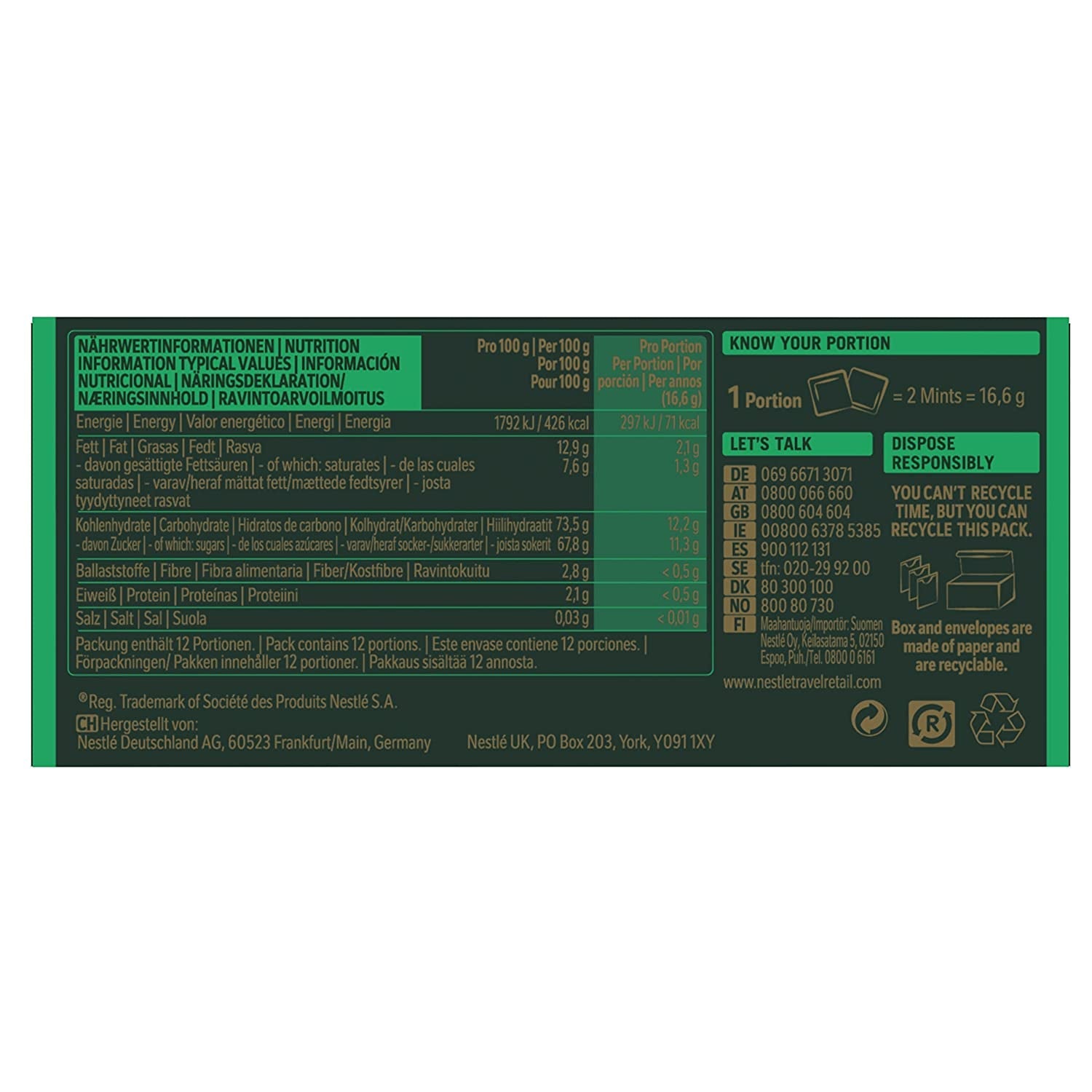 NESTLÉ AFTER EIGHT Tynde mørke chokoladefirkanter med myntecremefyld til feinschmeckere Pakke med 5 (1 x 200 g)