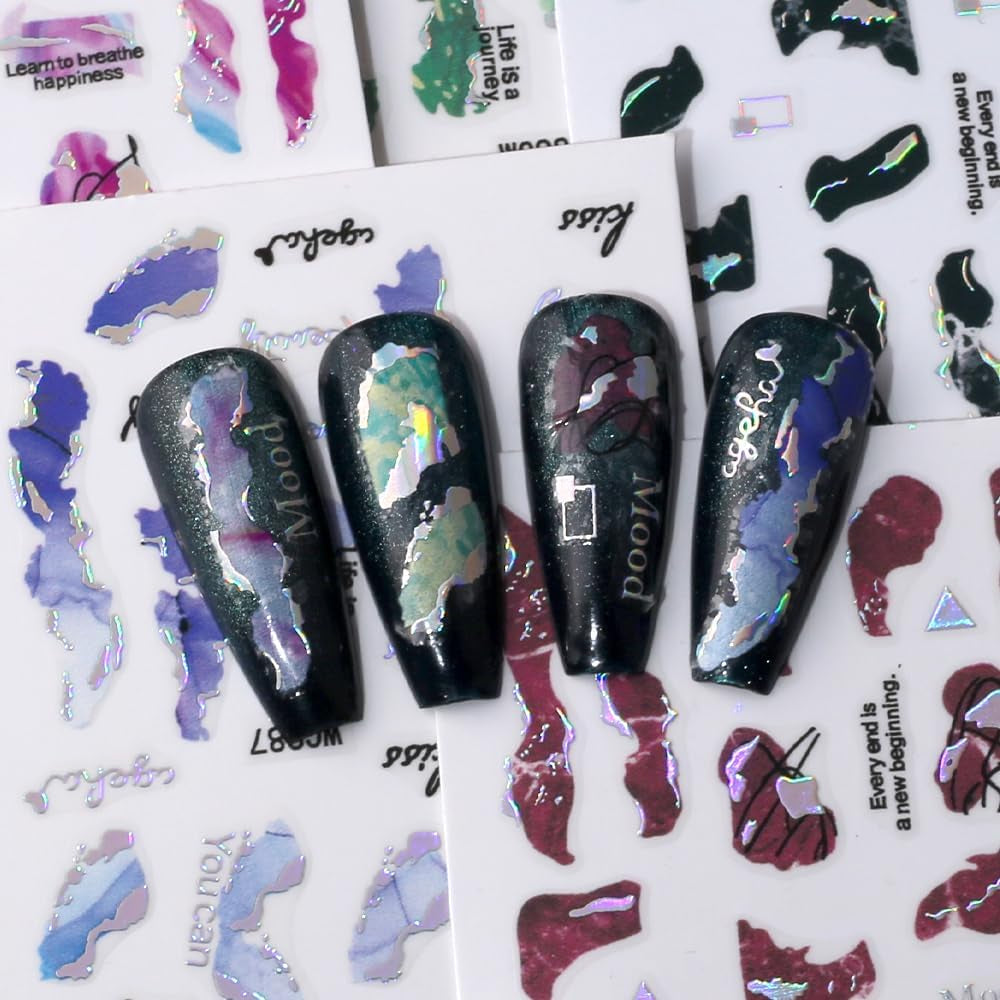 6 farver marmor negle stickers bronzer sølv selvklæbende klistermærker bloom marmor negle stickers 3D marmor negle stickers design tilbehør negle art stickers negle stickers sæt negle folie