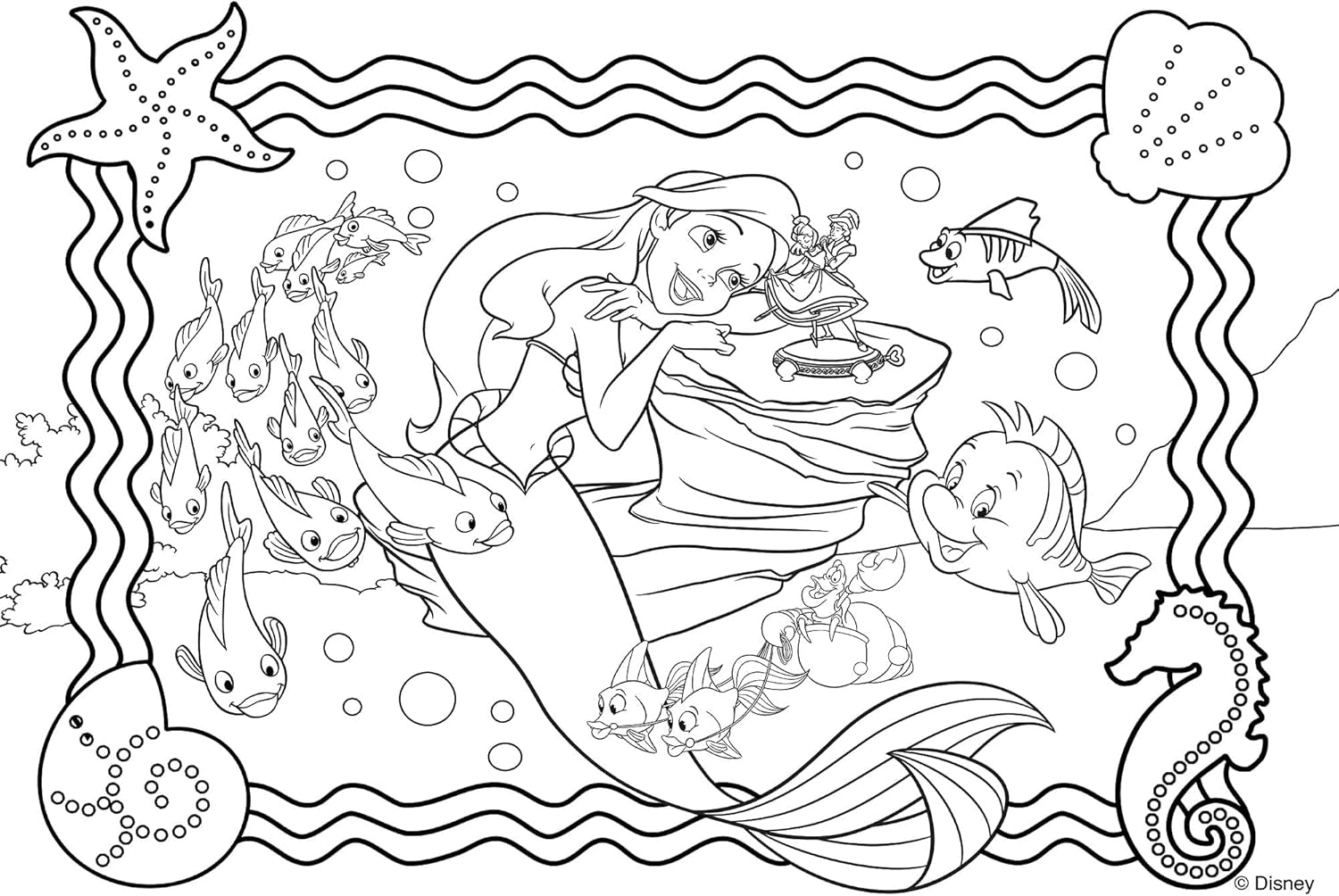 Lisciani - DISNEY Puslespil Ariel - Genskab og farvelæg scenerne fra dine yndlingskasser - fra 7 år - STOR PUSLE med 250 brikker - Opmuntrer fingerfærdighed Puslespil Naty Shop