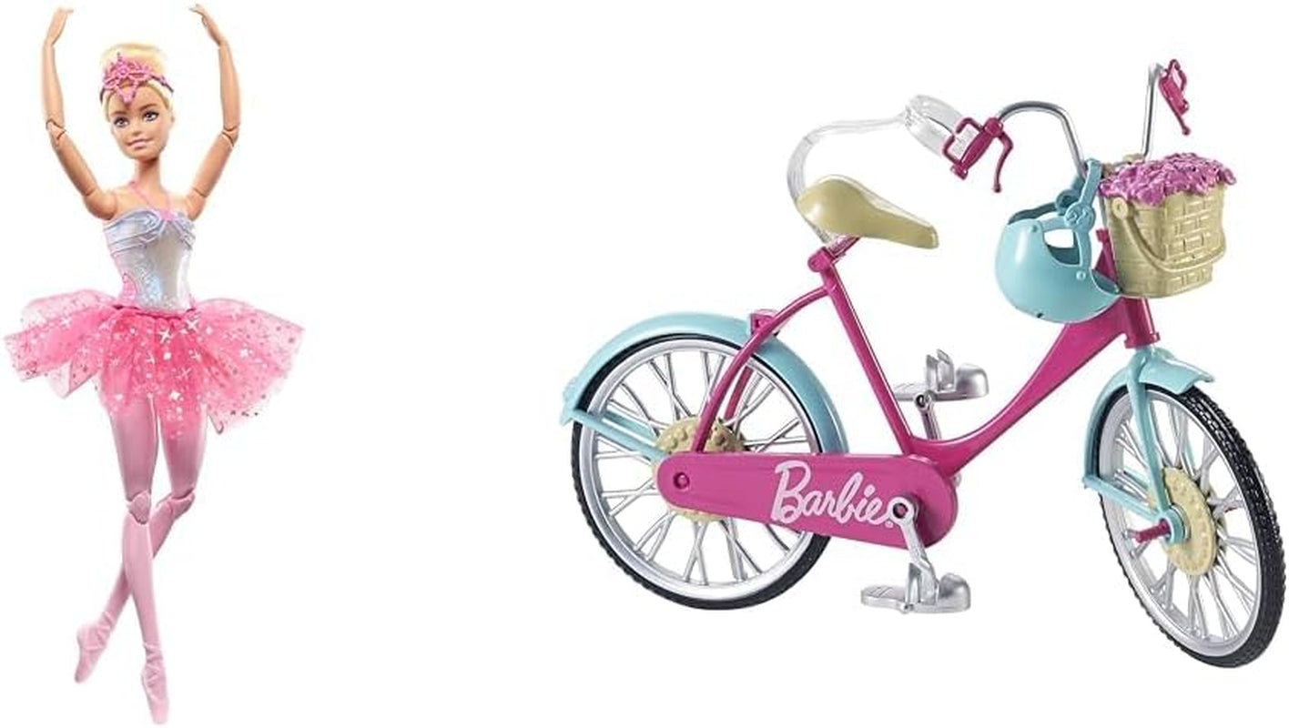 Dreamtopia Magic Light Ballerina Barbie Doll med Pink Tutu og Blondt hår, 5 Lys- og Lydeffekter, Bevægelig Barbie, Ages 3 og opefter, HLC25 Naty Shop Dolls Cykelbundt Blondt hår
