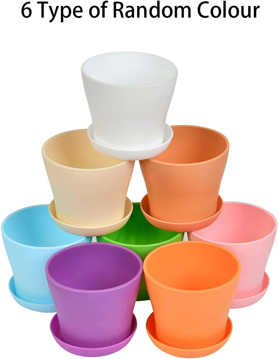 20 cm store plastik urtepotter med underkopper, hvide selvvandende urtepotter med underkopper, plastik frøplante potter, fortykkede potter til indendørs og udendørs plantning (6 stykker)