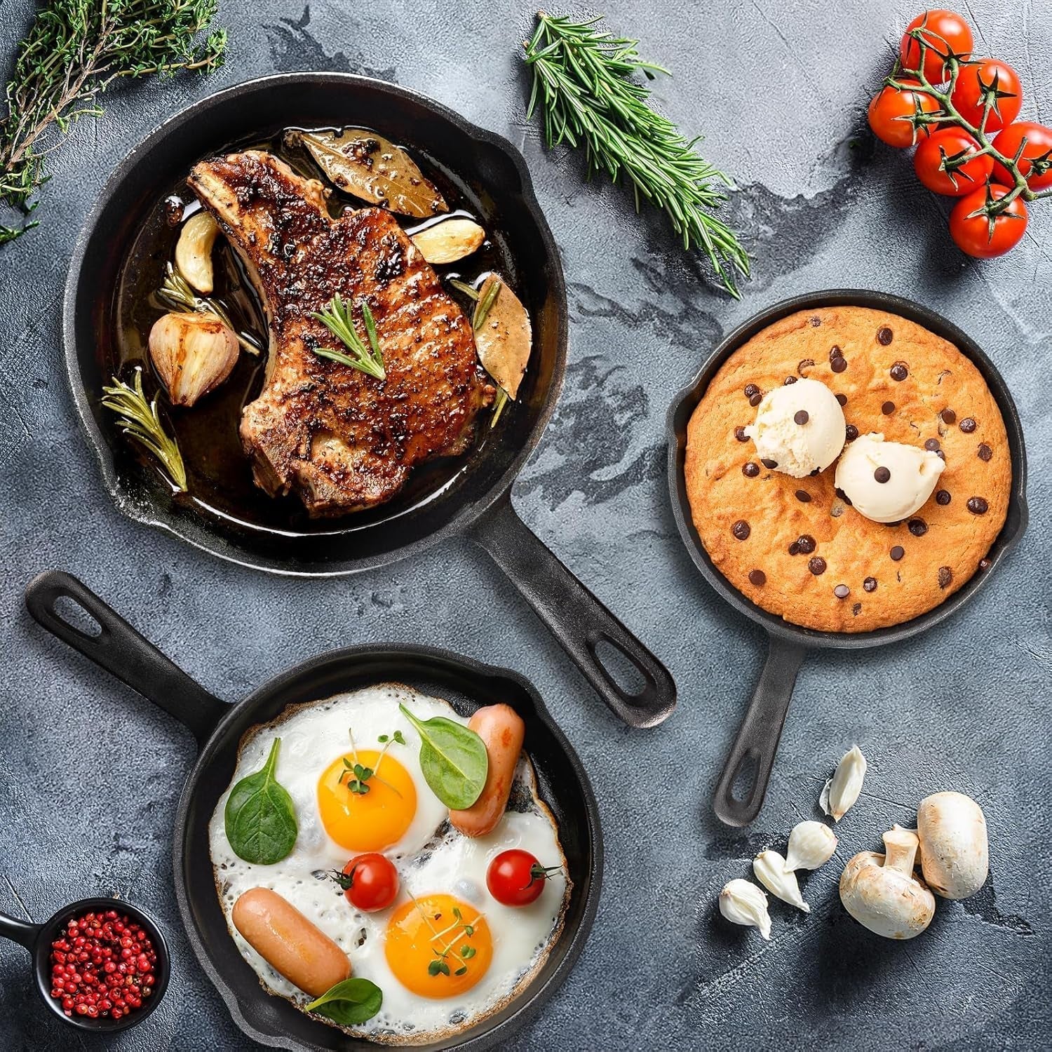 OVERMONT støbejernsgrillpande med håndtag Gryder og pander Naty Shop