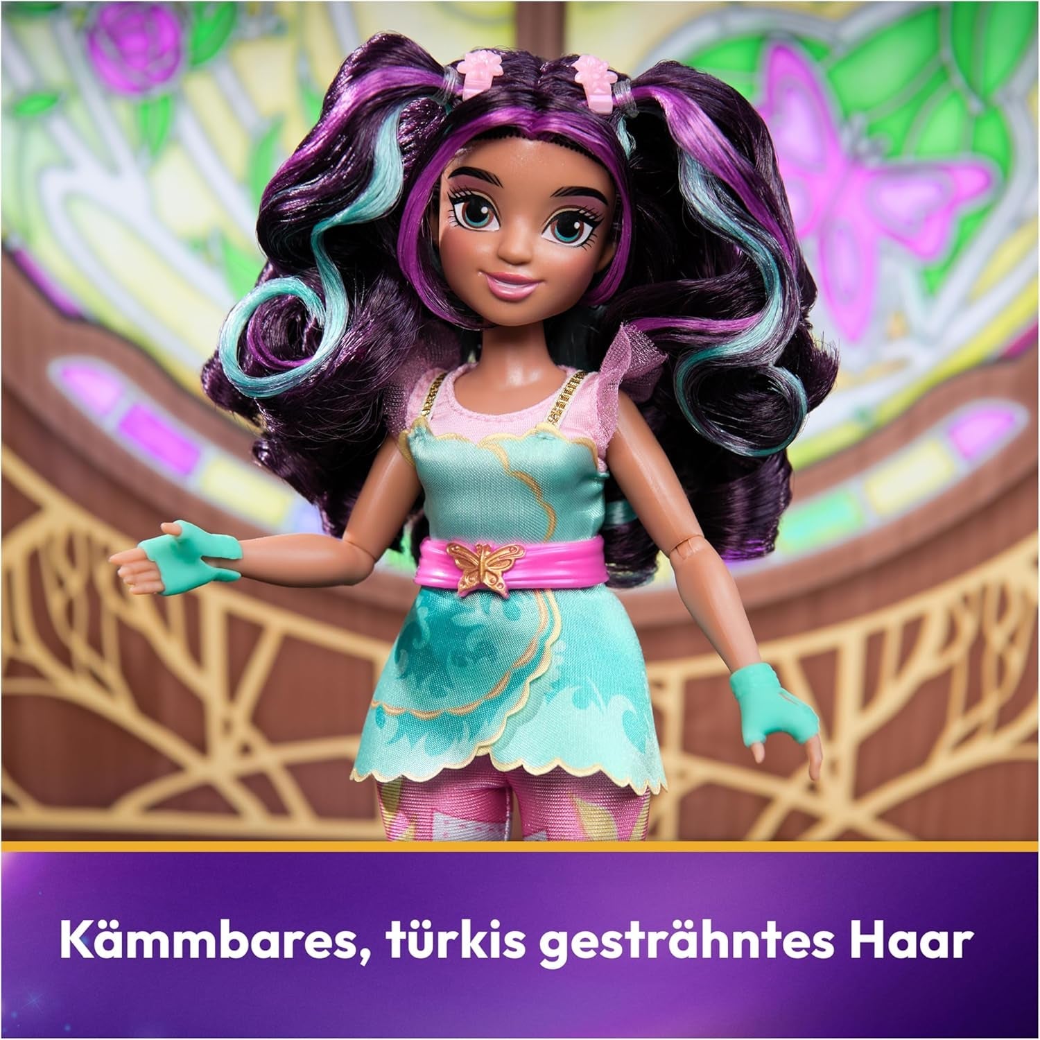 Unicorn Academy Ankleidepuppe Ava - die Originalpuppe zur beliebten Netflix-Serie, 24 cm stor og med 7 tilbehør til fantasifulde roller, for børn i 4 år