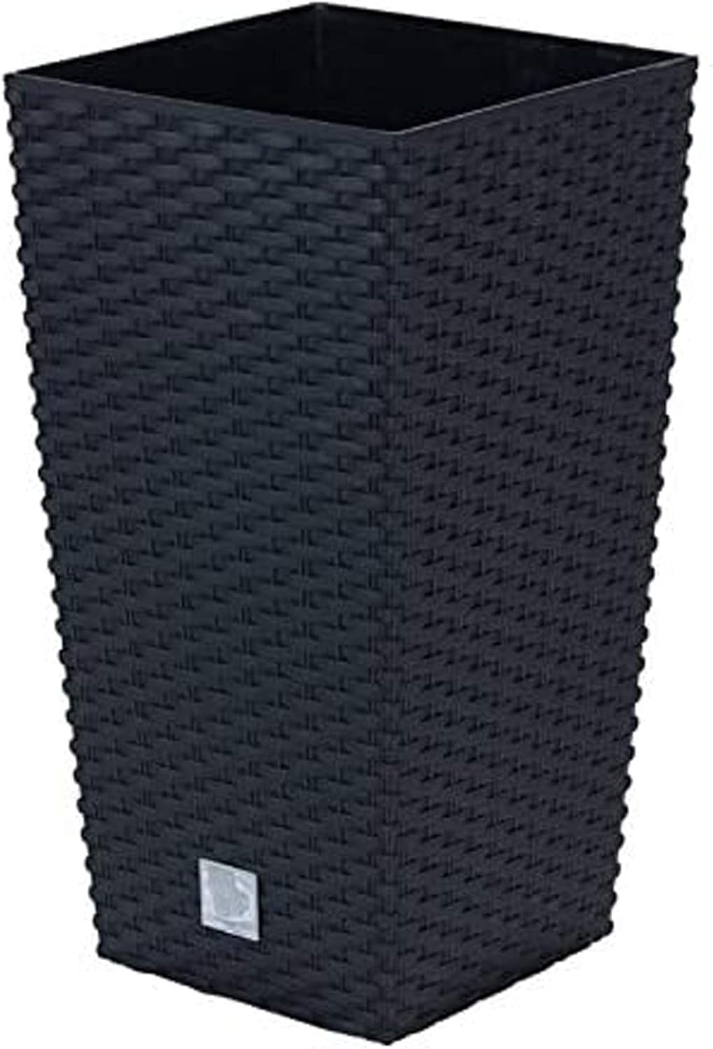 Prosperplast potter/potter i rattan-look med indsats | 32,5 x 32,5 x 61 cm | antracit | vejr- og UV-bestandig | lavet af robust plastik | til indvendig og udvendig