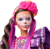 2022 Día De Muertos Barbie-dukke med pjusket traditionel kjole, blomsterkrans og Calavera-ansigtsmaling, gave til samlere
