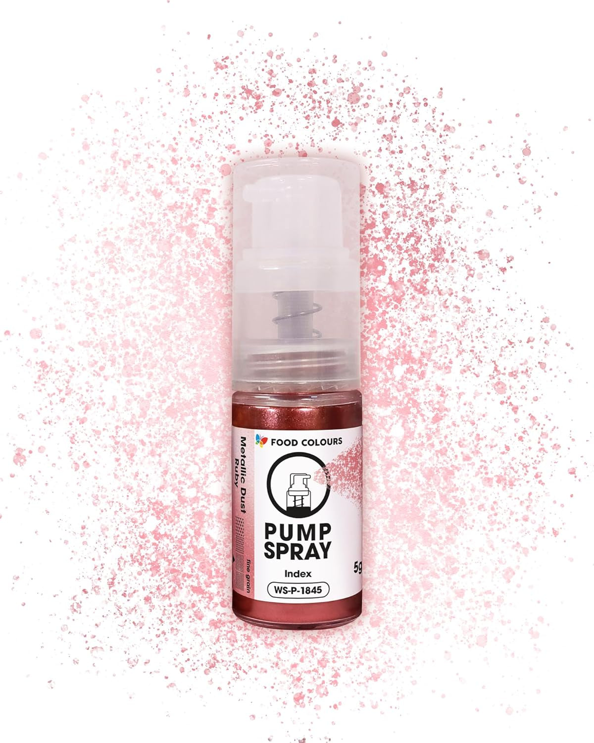 Spiselig glitter madspray NY SØLVSKIMMERENDE 5G pumpe med metallisk pulver til hurtig og effektiv dekoration af kager, cremer, geléer, praliner, chokolade og sukkerpynt