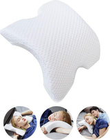 MINGZE Multifunktionel Memory Foam Pude Nakkepude Skum, Sløjfe U-formet Nakkepude, Slow Rebound Sovepude Rebound Pressure Pude, Pude Is Silke til Hånd- og Nakkebeskyttelse Cervikale ortopædiske puder Naty Shop White