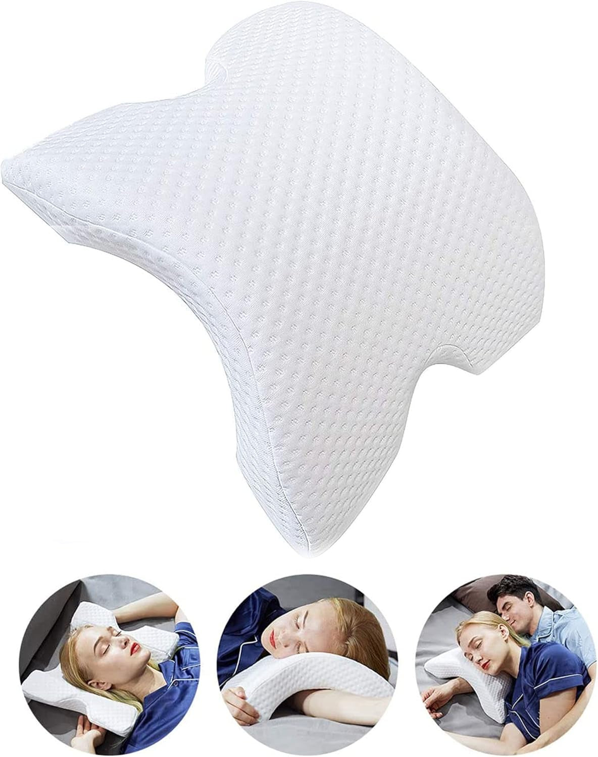 MINGZE Multifunktionel Memory Foam Pude Nakkepude Skum, Sløjfe U-formet Nakkepude, Slow Rebound Sovepude Rebound Pressure Pude, Pude Is Silke til Hånd- og Nakkebeskyttelse Cervikale ortopædiske puder Naty Shop White