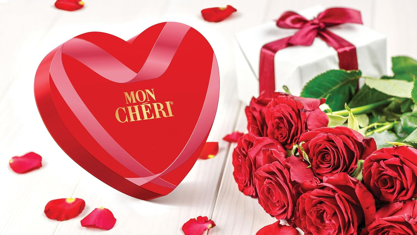 Ferrero Mon Chéri Heart - Valentinsdag Chokoladegave til ham og hende - Sprød chokolade, frugtagtig likør og kirsebær med smag - Til Valentinsdag, Mors Dag og påske - 1 pakke 147g