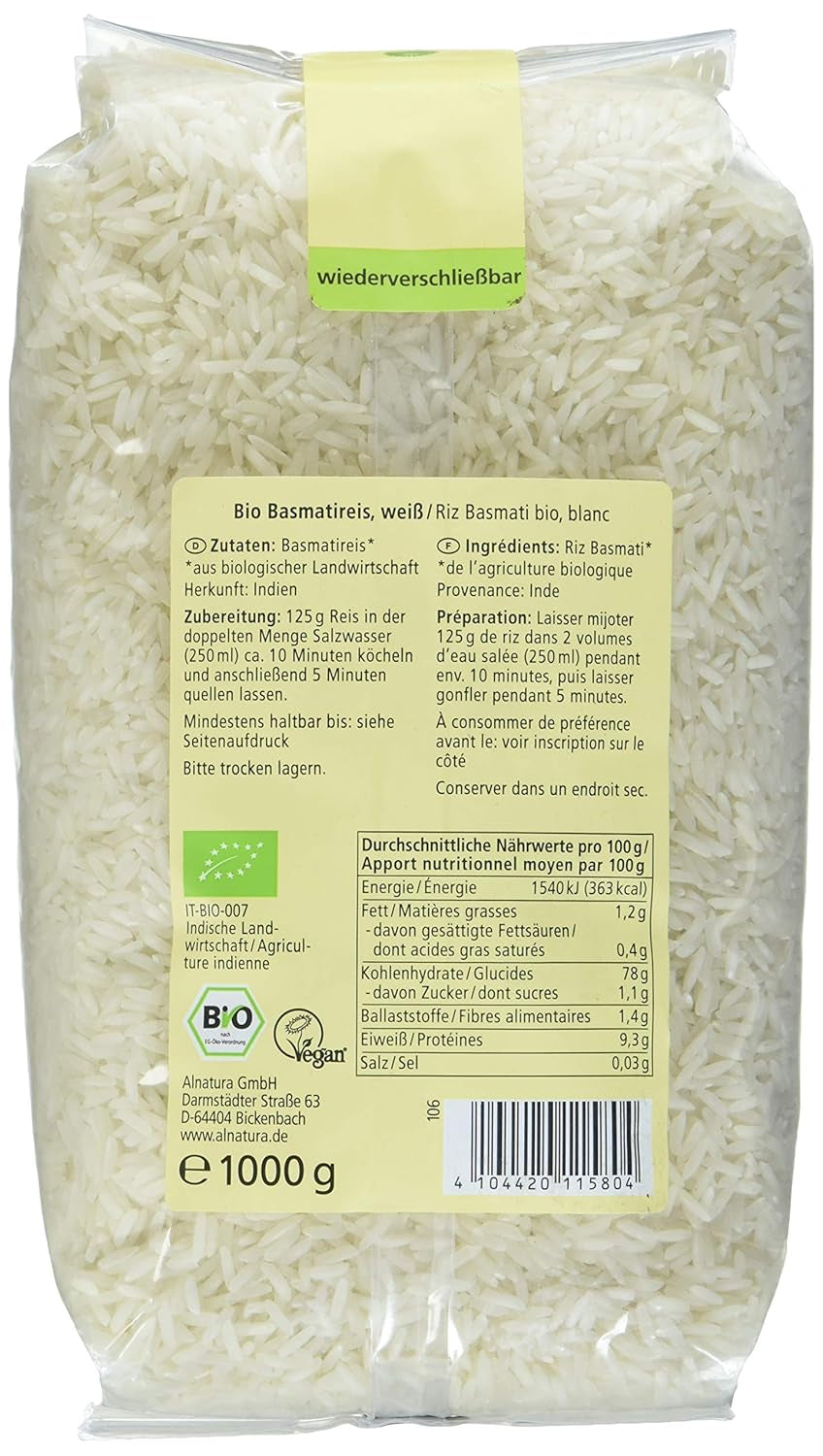 Økologisk Himalaya hvid Basmatiris, 1 kg