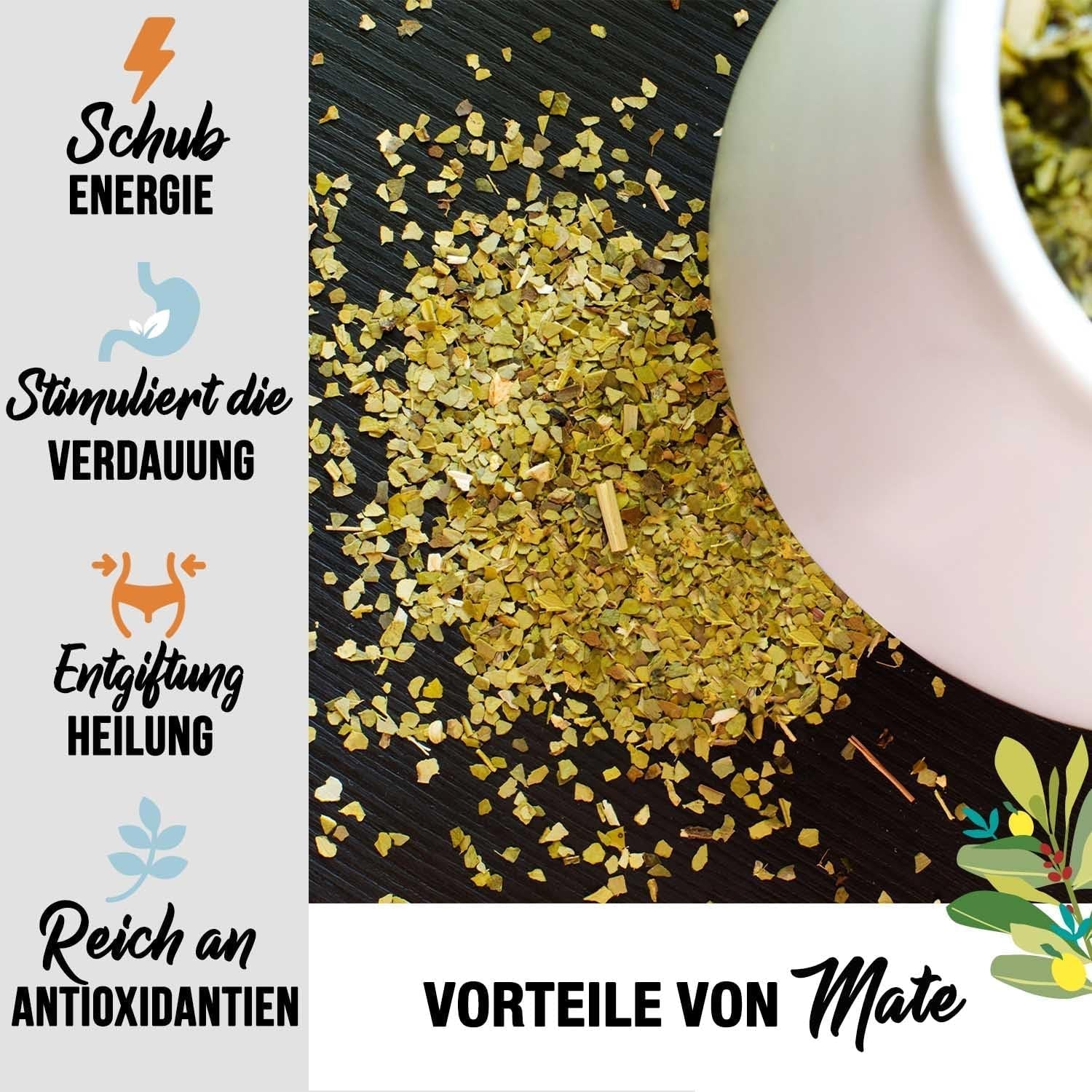 ORIGEENS BIO YERBA MATE med appelsiner 200 G - Frugtagtig te I Økologisk uristet Yerba Mate te, uden stilke og støv I Energigivende og afgiftende drik
