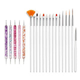 Nail Art Pinsel Sæt, 20 stk Nageldesign Malerei Pinsel, Professionelle Nail Art Design Pinsel, Nail Fine Liner Pinsel, Pink