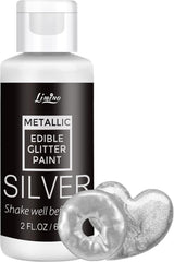 Flydende spiseligt glitter - 6 metalliske farver, flydende spiseligt glitterpulver til kagepynt, bagning, macarons - metallisk madfarve, glitterfarver til småkager, fondant, kager, muffins