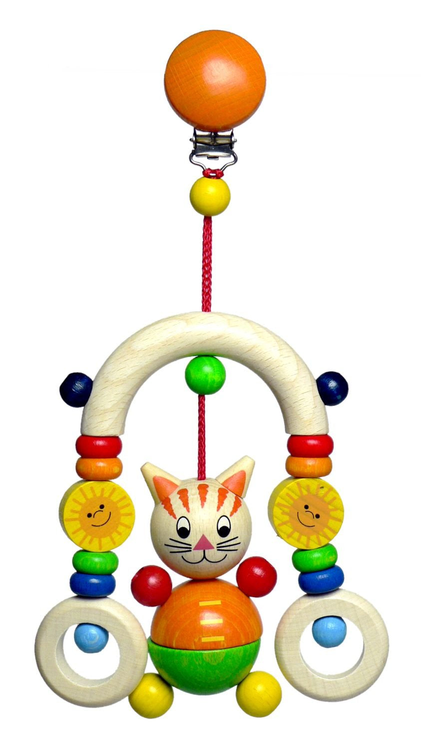 Trælegetøj 13510 - Mini trætrapez, Mika the cat-serien, til børn, håndlavet, ca. 21 x 11 x 5,5 cm, med hængeklemme Baby Toys Naty Shop Standard titel