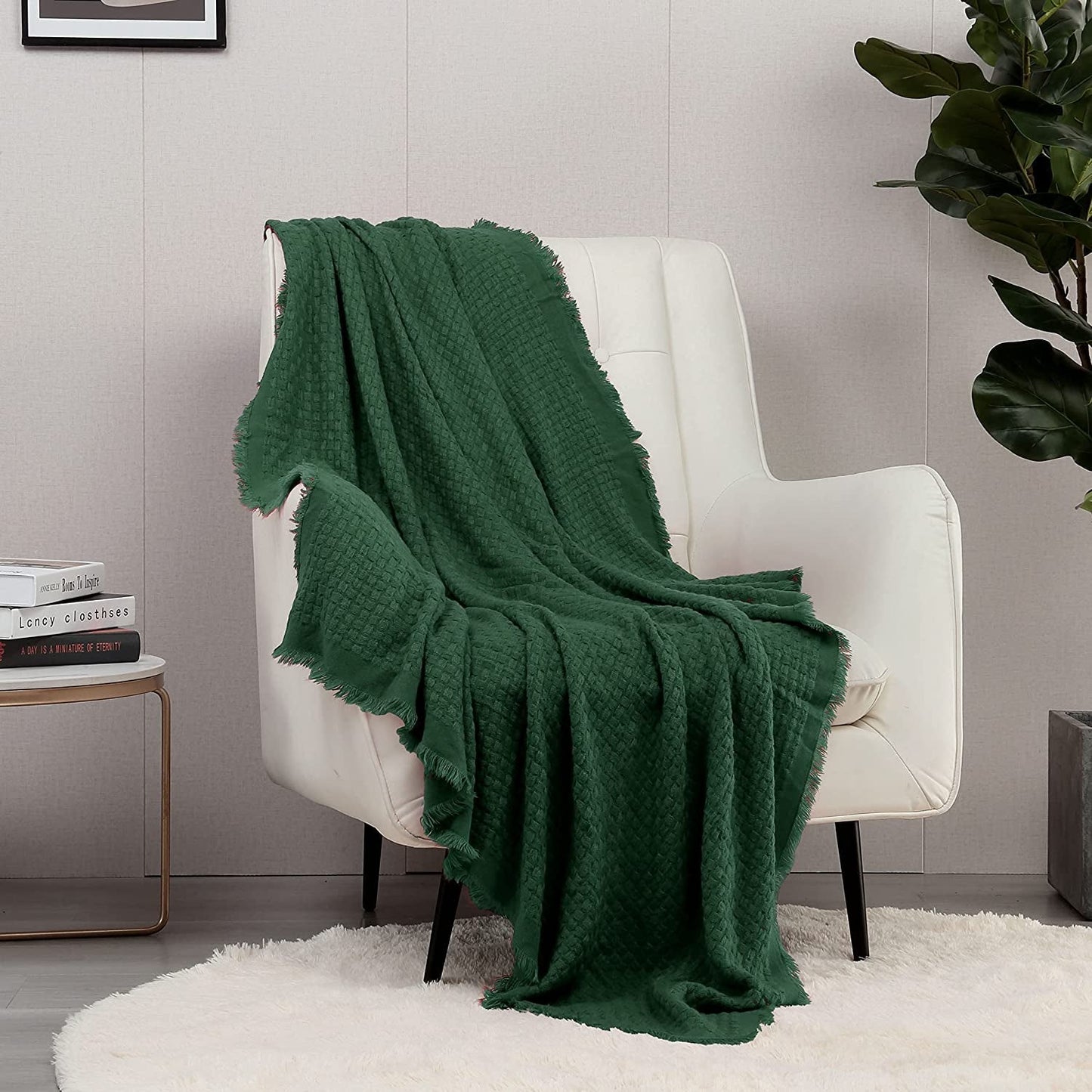 CREVENT Ruststrikket tæppe til sofa Sofastol Seng Boligindretning Blødt Varm Hyggelig Letvægts Forår Sommer Efterår (127,8 X 152,4 cm Karamel/Brun/Brændt Orange) CREVENT Senge og tæpper Vaffel Julegrøn