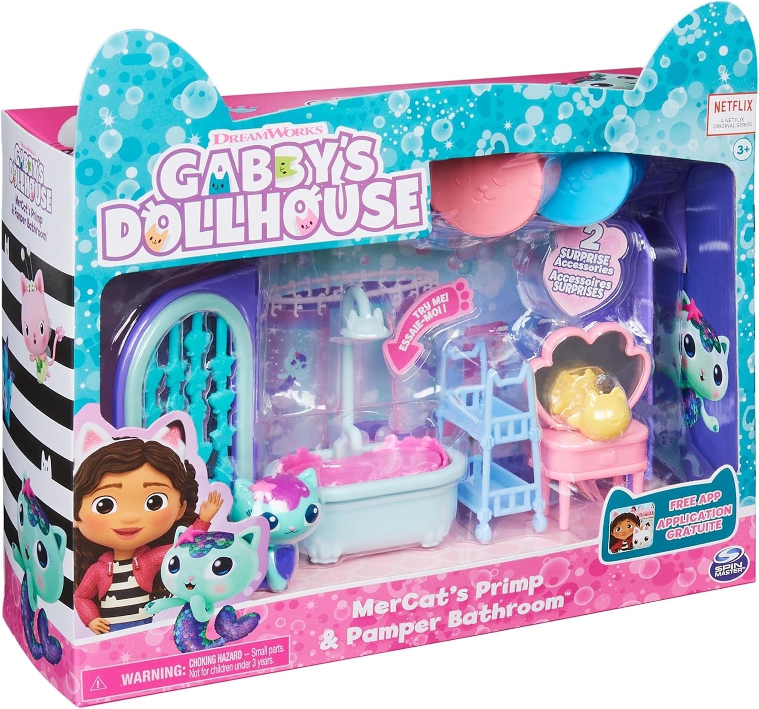 Gabby's Dollhouse Deluxe-værelse, katteværelse, møbler og 2 overraskelsesæsker med tematilbehør, velegnet til 3 år og opefter
