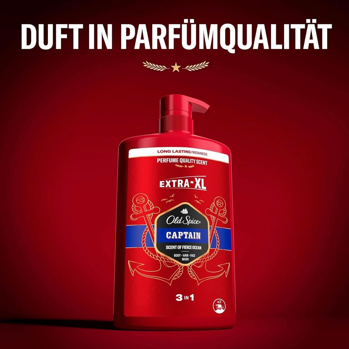 Old Spice Captain 3-i-1 brusegel og shampoo til mænd, 1 liter bruser og bad Naty Shop