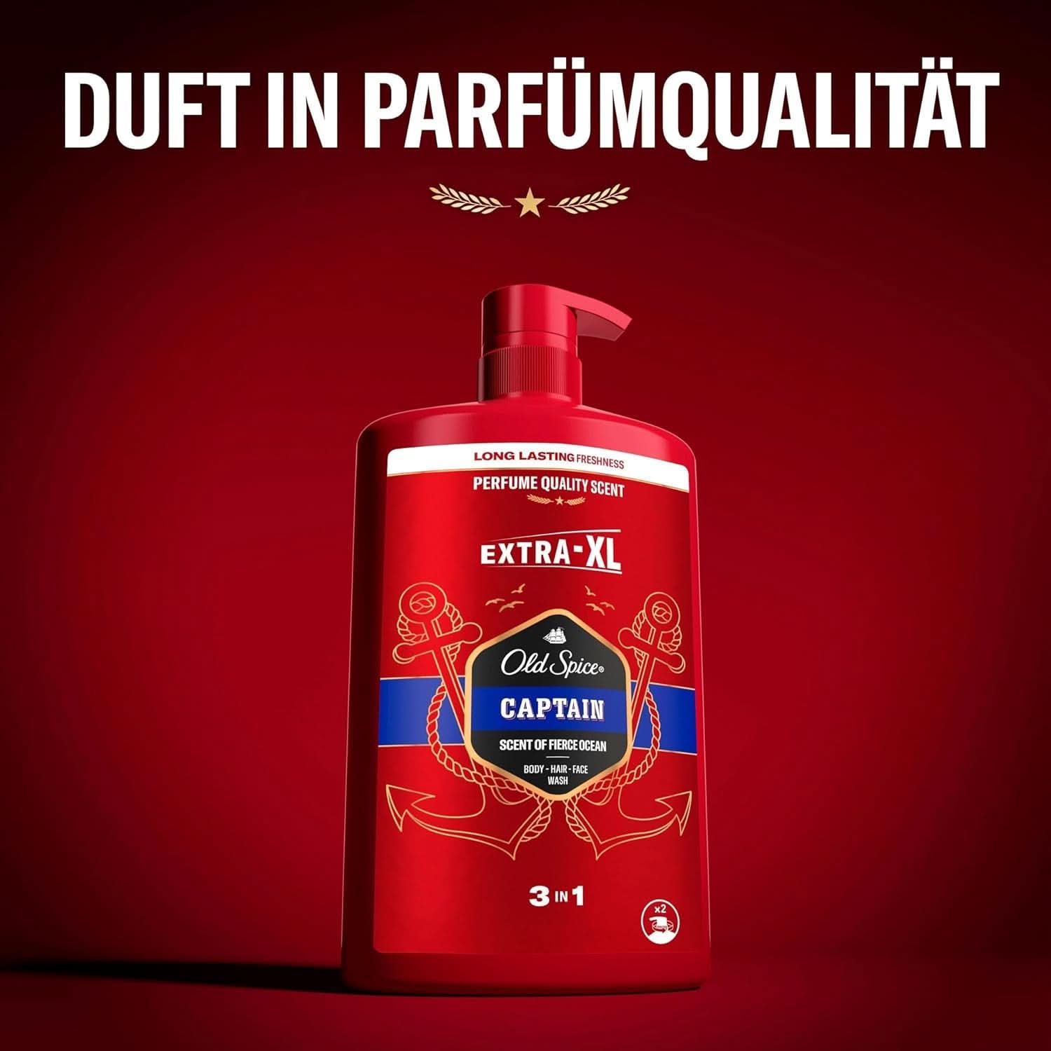 Old Spice Captain 3-i-1 brusegel og shampoo til mænd, 1 liter bruser og bad Naty Shop