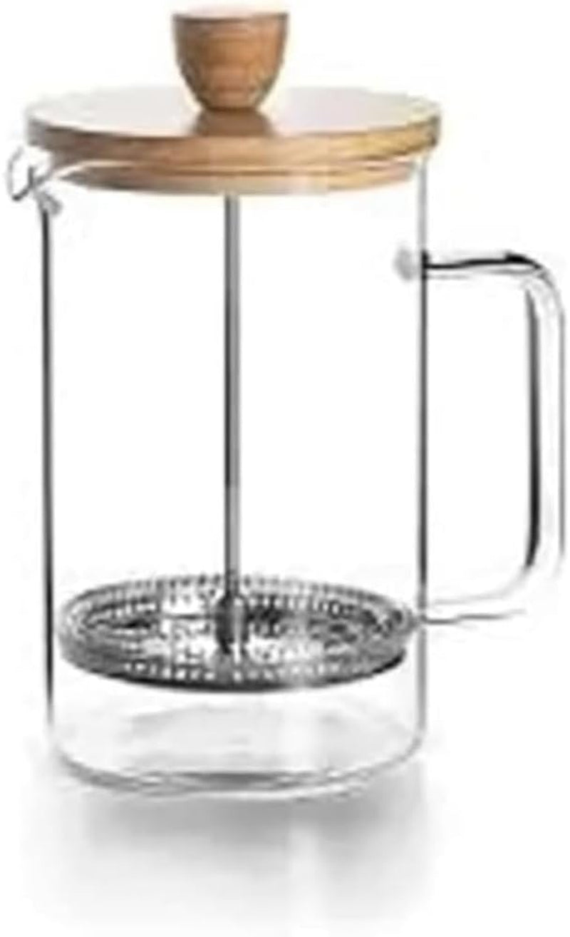 Fransk kaffemaskine, kaffepresse, stempelkaffemaskine, fransk filterkaffekande, 3 kopper, 0,35 l, stål og træ