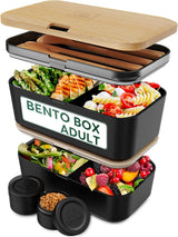 Umami madkasse til voksne, 4 bestik og rum Lækagesikker stabelbar Bento-kasse, voksenmadkasse, To-go-salatbeholder, Picnic-/kontormadkasse, koksgrå, 1500 ml Naty Shop Sort bøg madopbevaringskasser - 1500 ml L - 1500 ml kan stables inde i hinanden